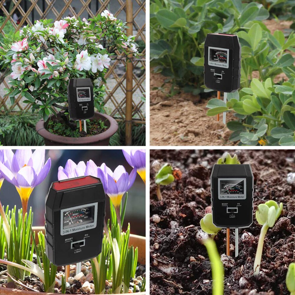 3-in-1 Boden ph-Meter Feuchtigkeit Tester drinnen Pflanzen Garten Rasen Licht Sensor