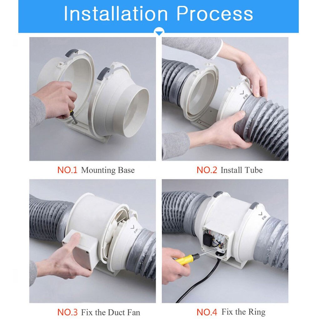 Exhaust Fan Soundless Hanging Extractor Ventilation Inline Fans Blower Window Vent in Box Package for Kitchen Bathrooms