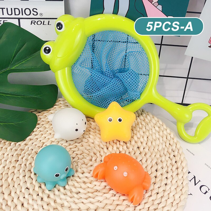 Neue Baby Nette Tiere Bad Spielzeug Schwimmen Wasser Spielzeug Weiche Gummi Float Induktion Leucht Frösche Kinder Waschen Spielen Lustige: A