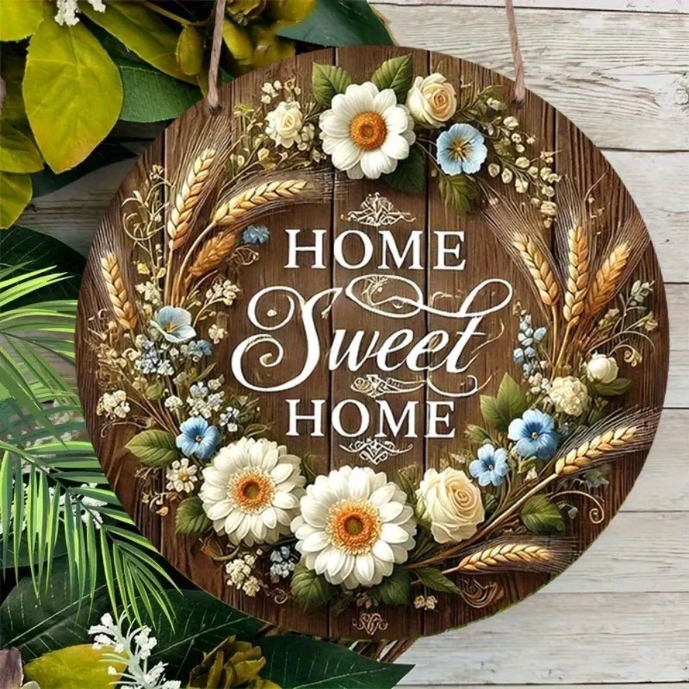 Vintage Home es un dulce letrero circular de madera colgante, adecuado para el hogar, la sala de estar, el jardín, la habitación, la decoración del porche,