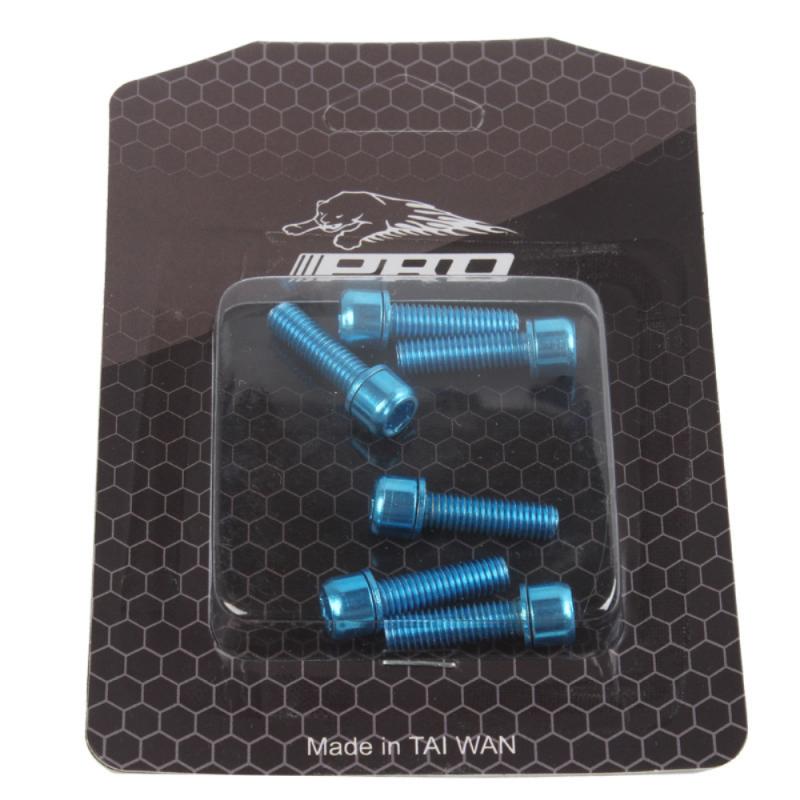 6 Stks/set Handvat Schroeven Mtb Fiets Stuur Schroeven Titanium-Plated Rvs Kleurrijke Schroeven M5 * 18Mm Stuurpen riser Schroeven: blue