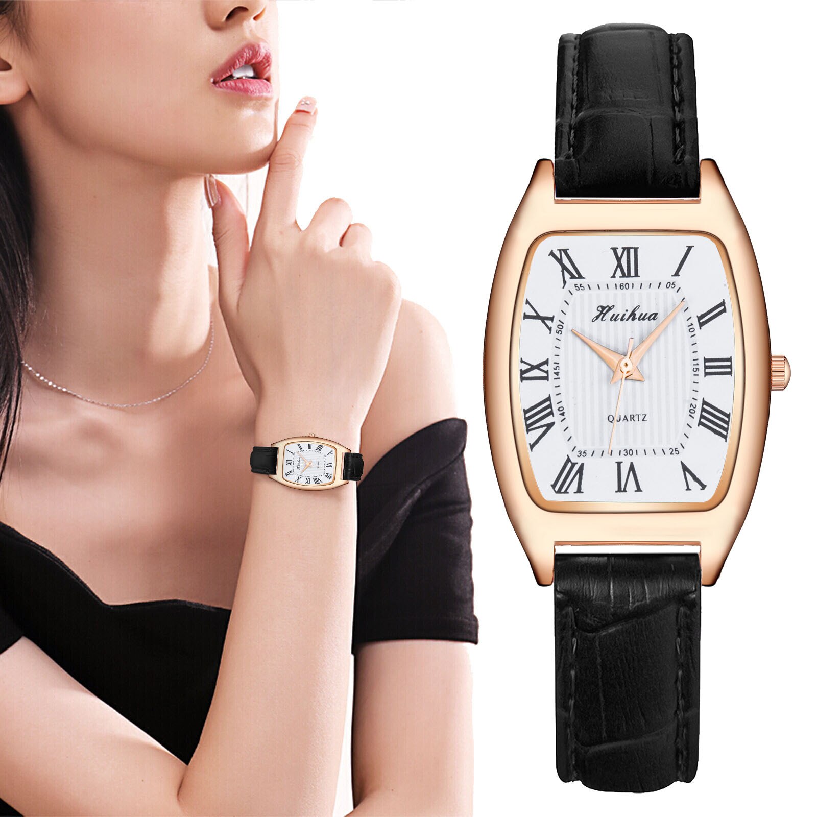 Topmerk luxe leren band horloge dames casual quartz dameshorloges analoog horloge rechthoekig polshorloge horloges dames
