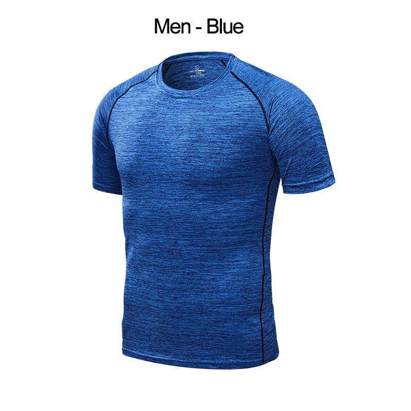 L-4XL Mens Running T-shirts Quick Dry Men Sport T Shirts Workout Gym Training Shirt Fitness Tops Running Sport Tees: Blue / XXXL