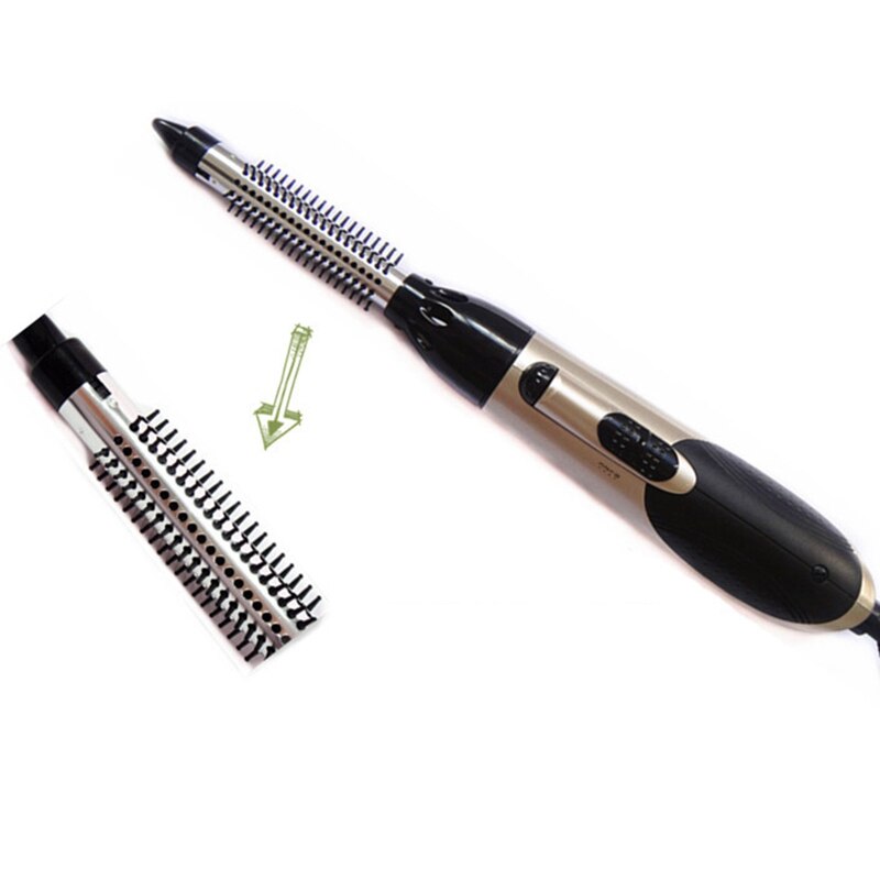 US Plug 7 in 1 Multifunction Negative Ion Hair Dryer with Comb Hair Dryer Set Curling Wand Straight Hair with 7 Att: Red