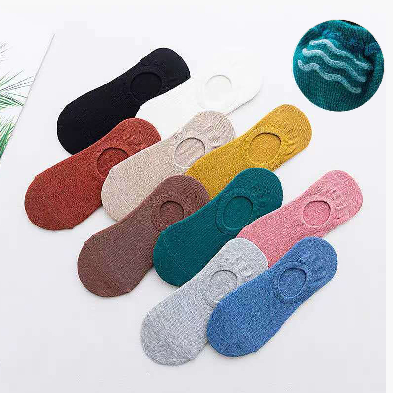 5 pares de zapatillas de calcetín para mujer, calcetines invisibles finos y transpirables de verano de colores sólidos, calcetines cortos invisibles de silicona antideslizantes