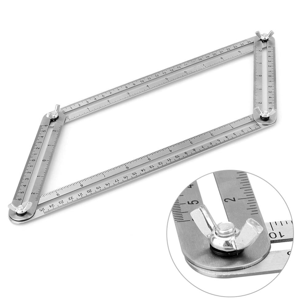 Regla de medición de ángulo múltiple, herramienta de construcción, localizador de guía de perforación de azulejos, buscador de regla de ángulo de aleación de aluminio, 12 pliegues: 4 Fold silver