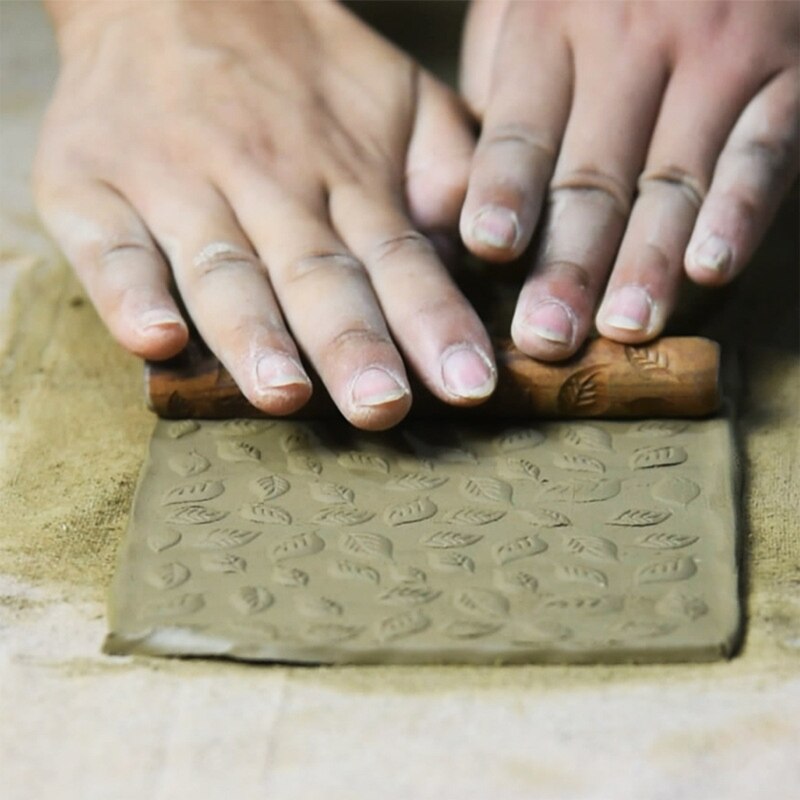 Hout Klei Textuur Deegroller Reliëf Patroon Polymer Clay Roller Keramische Aardewerk Gereedschappen