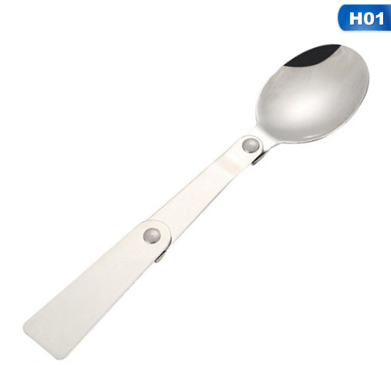 Camping Utensil Compact Stainless Pocket Spoon Fork Super Small Foldable Camping Travel Party Picnic Folding Pocket Spoon