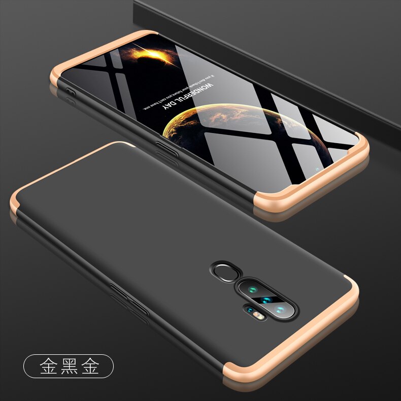 GKK funda Original para OPPO A5 A9 funda 3 en 1 protección completa a prueba de golpes funda dura mate para OPPO A11X funda Fundas: OPPO A5-2020 / Gold Black Gold