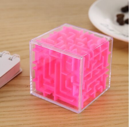 3D Doolhof Magische Kubus Transparant Zeszijdige Puzzel Speed Cube Rollende Bal Game Cubos Doolhof Speelgoed Voor Kinderen Educatief: Rood