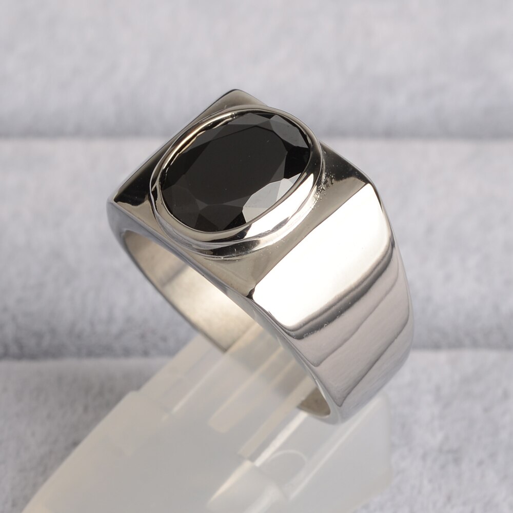 316L Edelstahl Mit Schwarz Zirkonia Stein Weiß Silber Farbe Engagement Hochzeit Ringe einstellen Für Frauen Mann