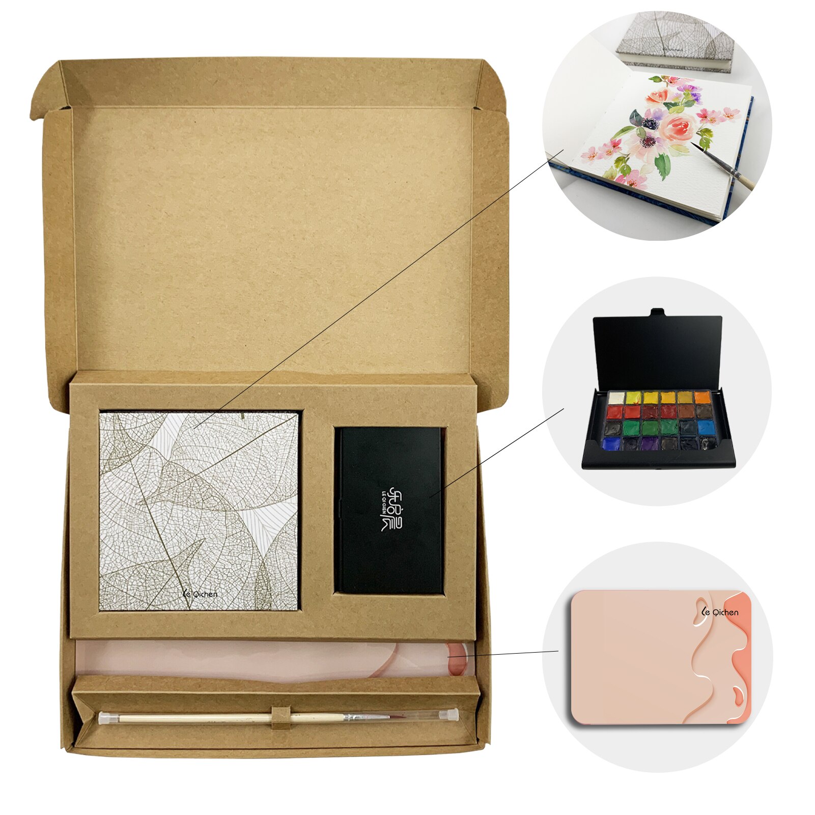 Hardcover Aquarel Schetsboeken, 3.9X3.9 ''Pocket Pads, Set Met Toning Papier En Verf Doos: White