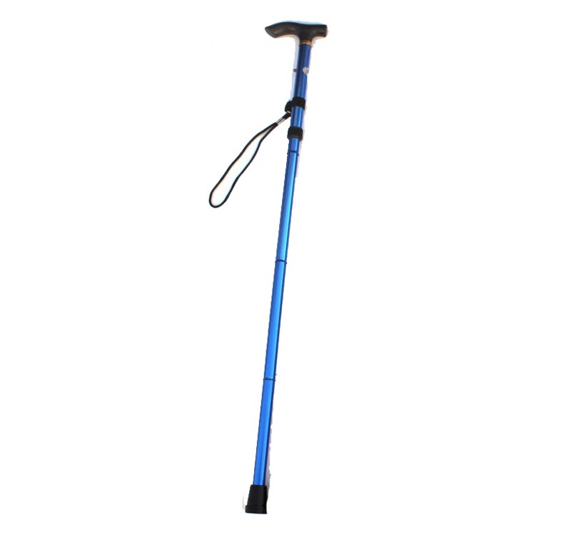 Outdoor 4 FoldedTrekking pole T-handle Hiking Poles Cane Walking Stick walk Crutch: 220g blue