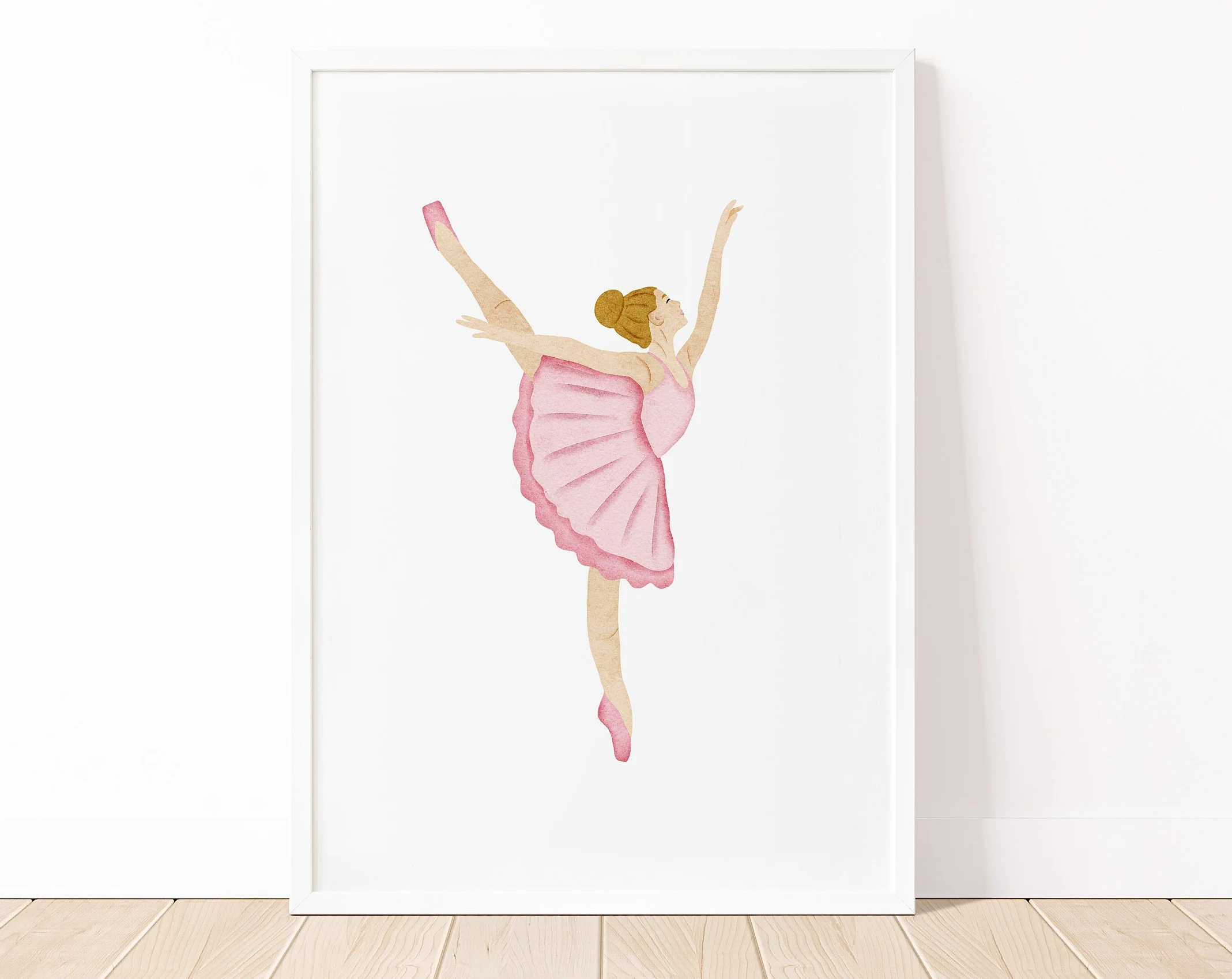 Pintura en lienzo con lazo de oso de bailarina de Ballet rosa, arte de pared minimalista divertido, estampado para guardería bohemio, decoración de habitación de niños