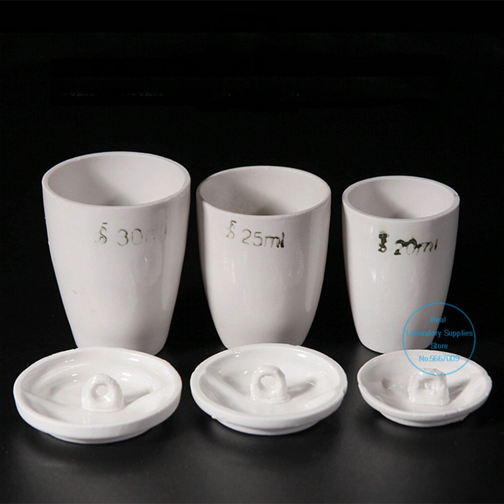10pcs/lot lab 20ml 25ml 30ml Ceramic volatilizing crucible with cover for high temperature analysis