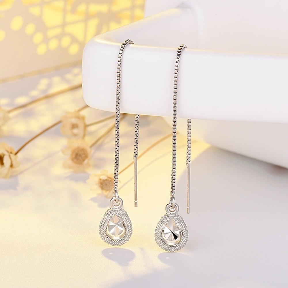 Lange Draad Kwastje Oorbellen Zilver Kleur Opknoping Vrouwen Oorbellen Zomer Sieraden Meisjes Party