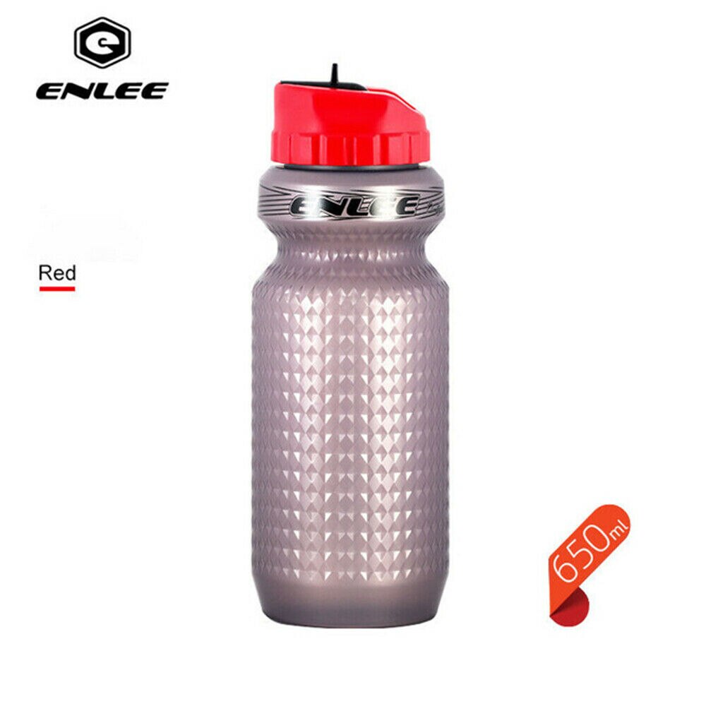 Enlee mtb cykel 650ml vandflaske bpa-fri plastik  pp5 drikkedunk med steaw cykeltilbehør udendørs sport: Rød -1pc