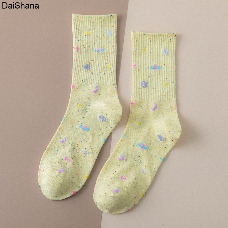 1Pairs Small Star Trend Medium Tube Socks Japanese Women&#39;s Cotton Socks: 08