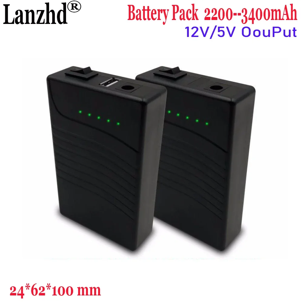 5V 12v 18650 3400mAh Lithium Li ion Battery pack 3S1P DC 12V and USB 5V Mobile power With 5521 cable and charger