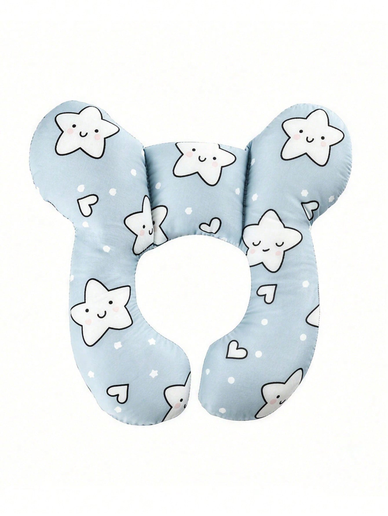 Cuscino a forma di U per bambini, cuscino da viaggio per neonati, motivo a cartoni animati morbido, traspirante e carino, cuscino morbido per il supporto della testa del bambino, adatto per seggiolini auto, passeggini e viaggi: Cielo Blu