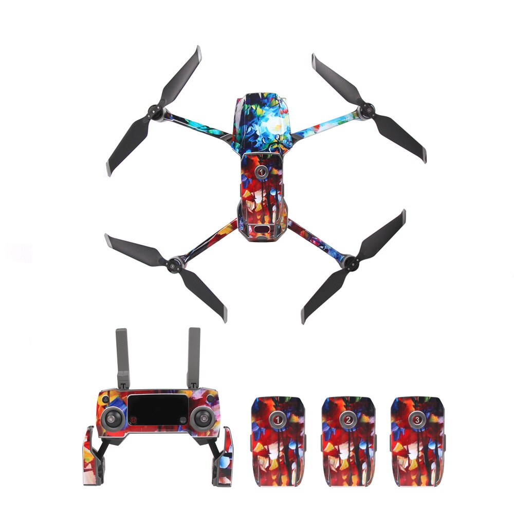 Optional Cool PVC Stickers Carbon Skin Decal for DJI Mavic 2 Pro/Mavic 2 Zoom Drone Body Remote Control and 3 Batteries Skins