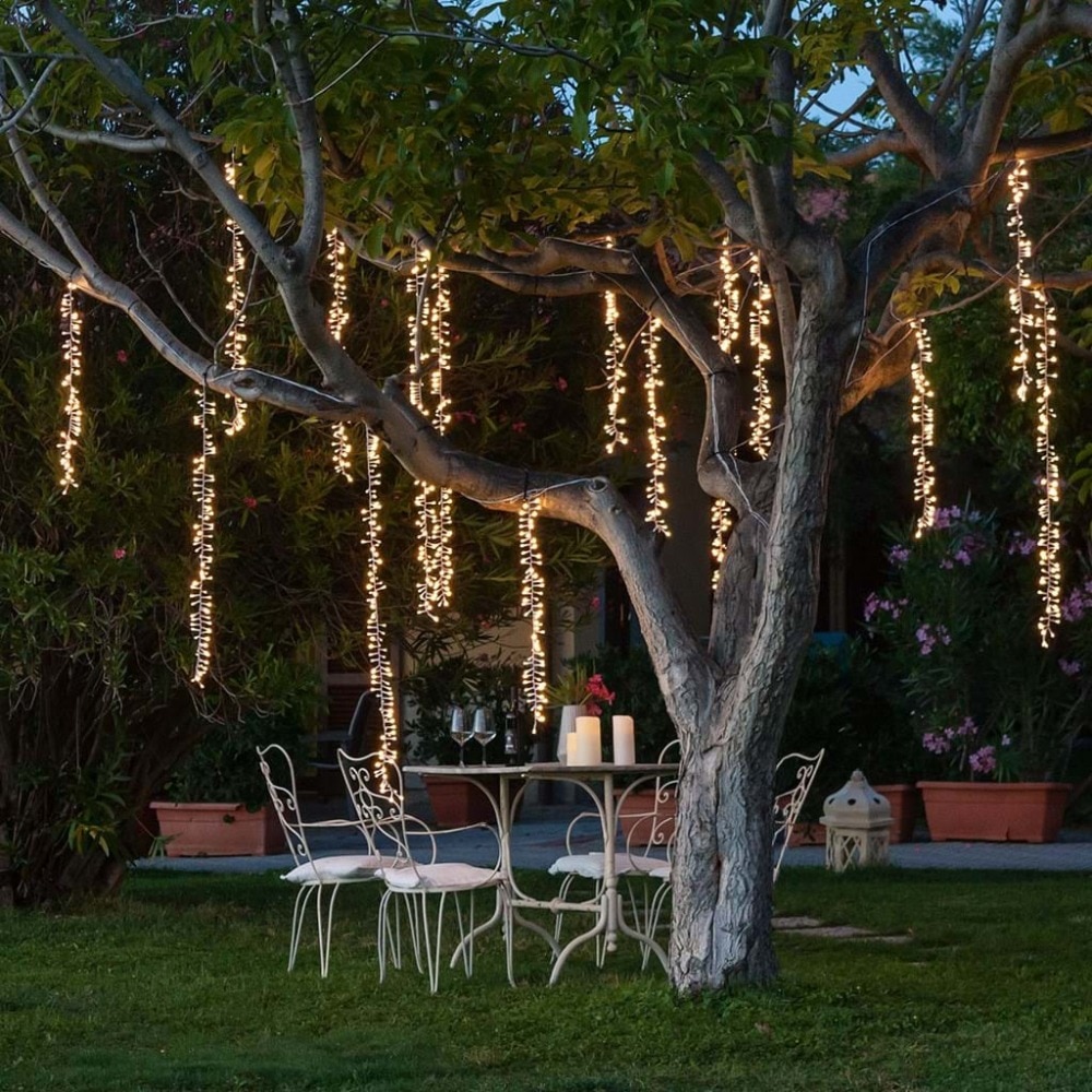 Guirnalda de luces LED conectables para exteriores, guirnalda de luces de hadas para bodas, jardín, árbol, , decoración de calle, color blanco cálido