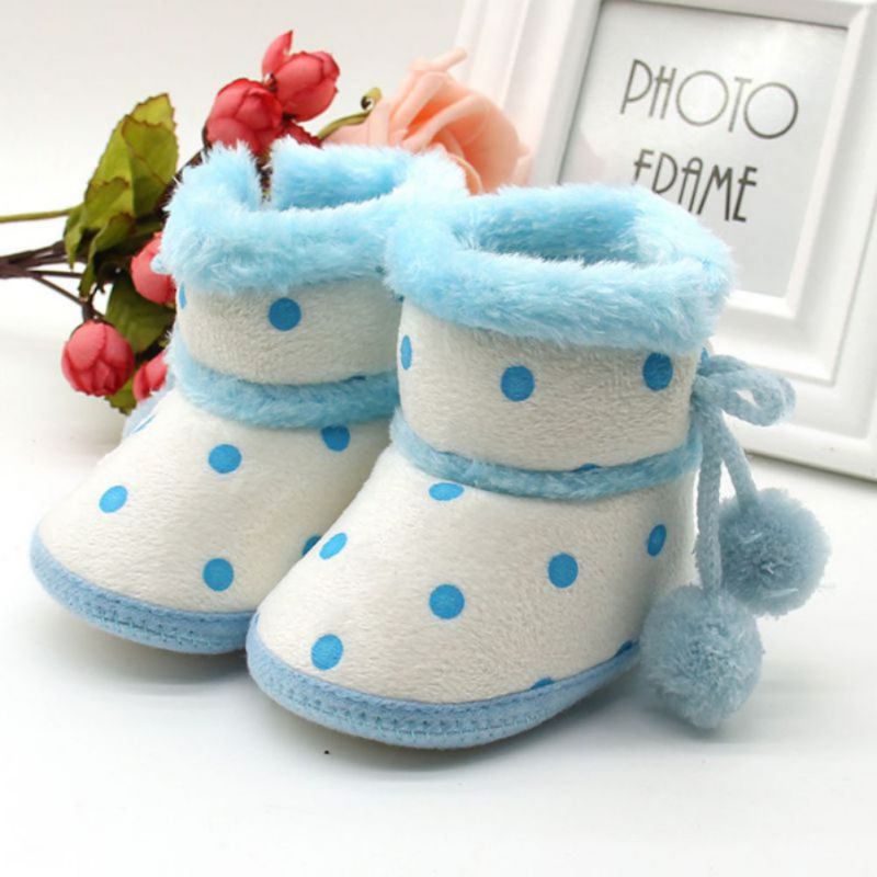 Mode Winter Laarzen Zachte Bodem Baby Meisjes Mocassin Baby Warm Snowboots Antislip Laarsjes 0-18M S2: Sky Blue / 3