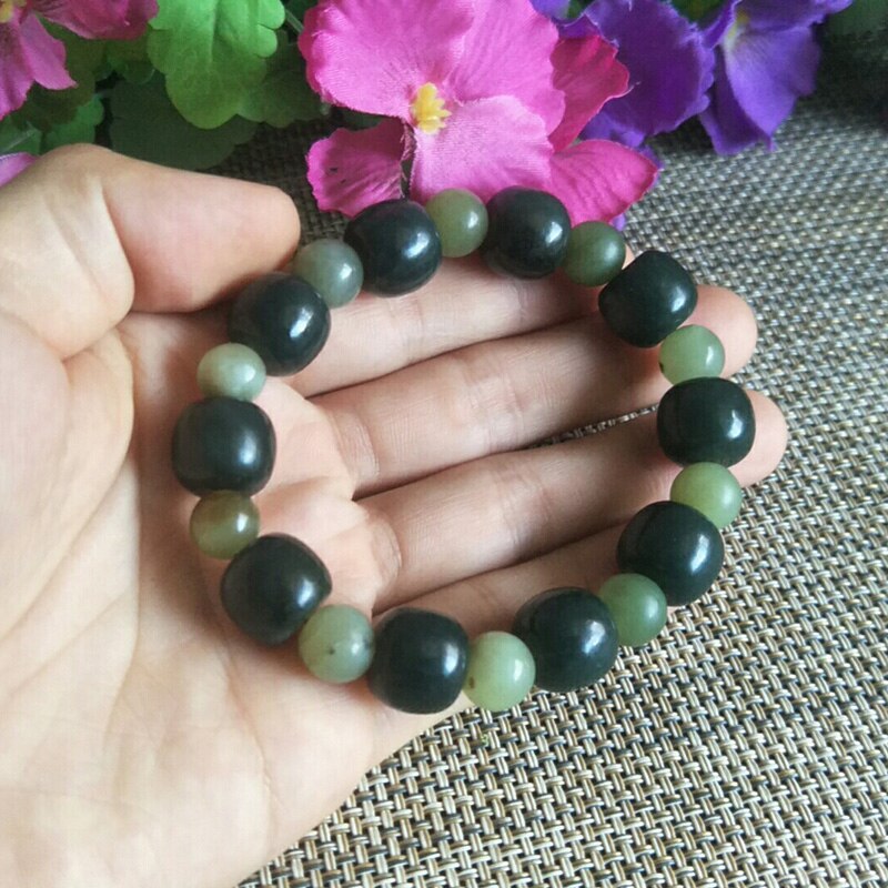 Natural Hetian Jade Abacus beads and Round beads Jade Bracelet Jewelry Fine Jewelry Lucky Auspicious Amulet Jade Bracelet