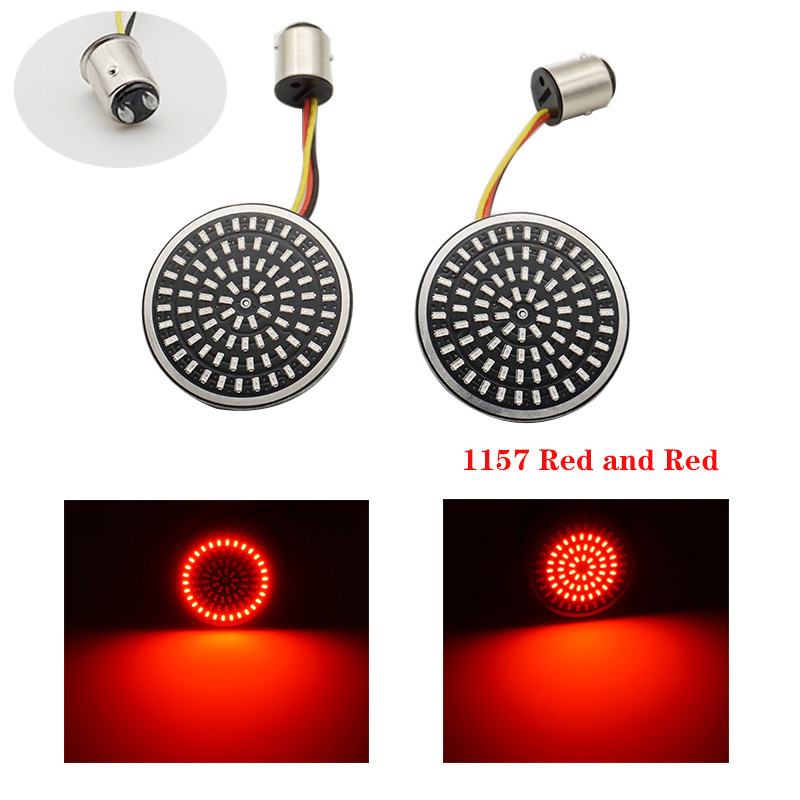 1 Paar Motorcycle Led Richtingaanwijzers Kit Voor Harley Road Glide Touring Sportster Met 1156 1157 Base Wit/Amber led Richtingaanwijzer: Red and Red B