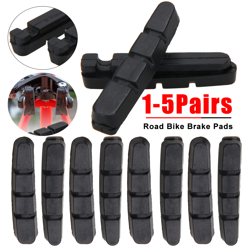 1-5 pares de pastilhas de freio de bicicleta de estrada, sapatas de freio, blocos de borracha de substituição para suporte de sapato shimano br, peça de casco de freio de ciclo