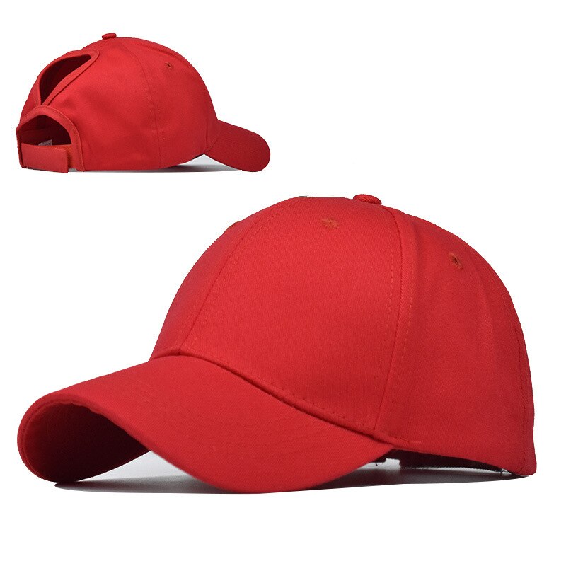 Semplice Coda di Cavallo Berretto Da Tennis Delle Donne Della Ragazza Solido Regolabile di Snapback di comfort del Cotone Cappelli Estivi Casual Protezioni di Sport di Trasporto di Goccia: red