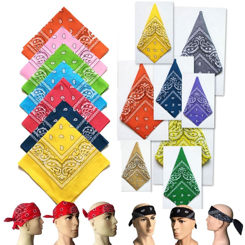 20 Colors Novelty Bandanas Paisley Print Cowboy Bandana Handkerchiefs Scarves