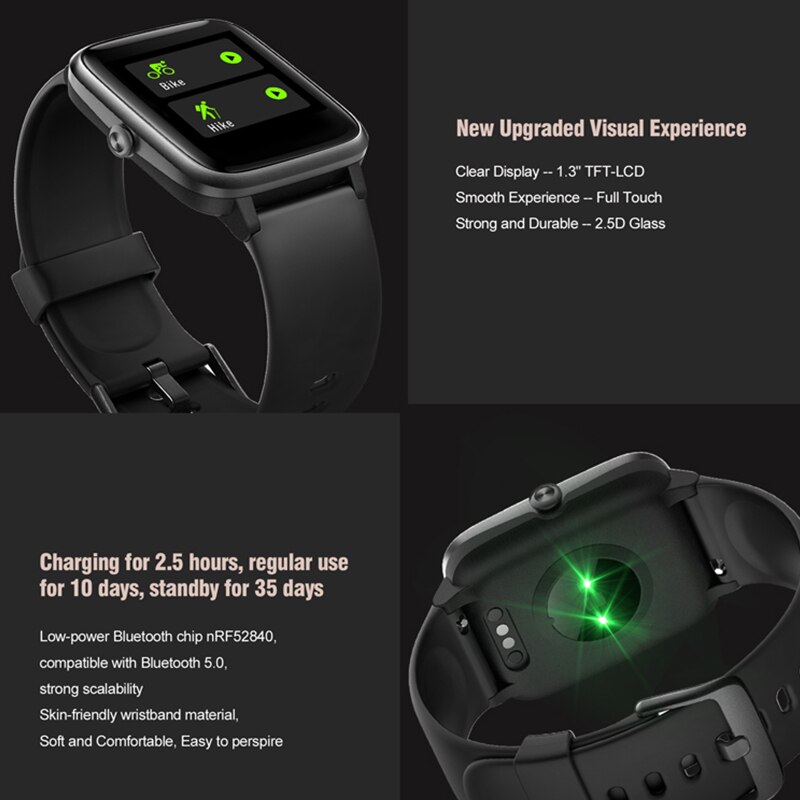 Montre intelligente Fitness Tracker moniteur de fréquence cardiaque IP68 étanche montre podomètre activité Tracker Sport Smartwatch pour Android IOS