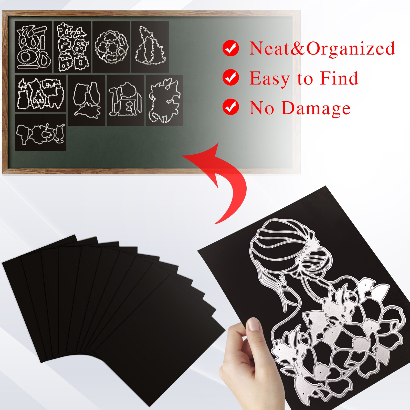 10pcs Transparent Storage Bag And Magnetic Mats Store Metal Cutting Dies Silicone Stamp Bump Template Stickers Cover