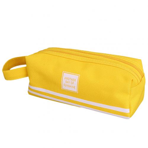 Kawaii Pencil Case Canvas Zipper Large Capacity Cute Pencil Box Portable Storage Bag school supplies Japanese stationery: YELLOW