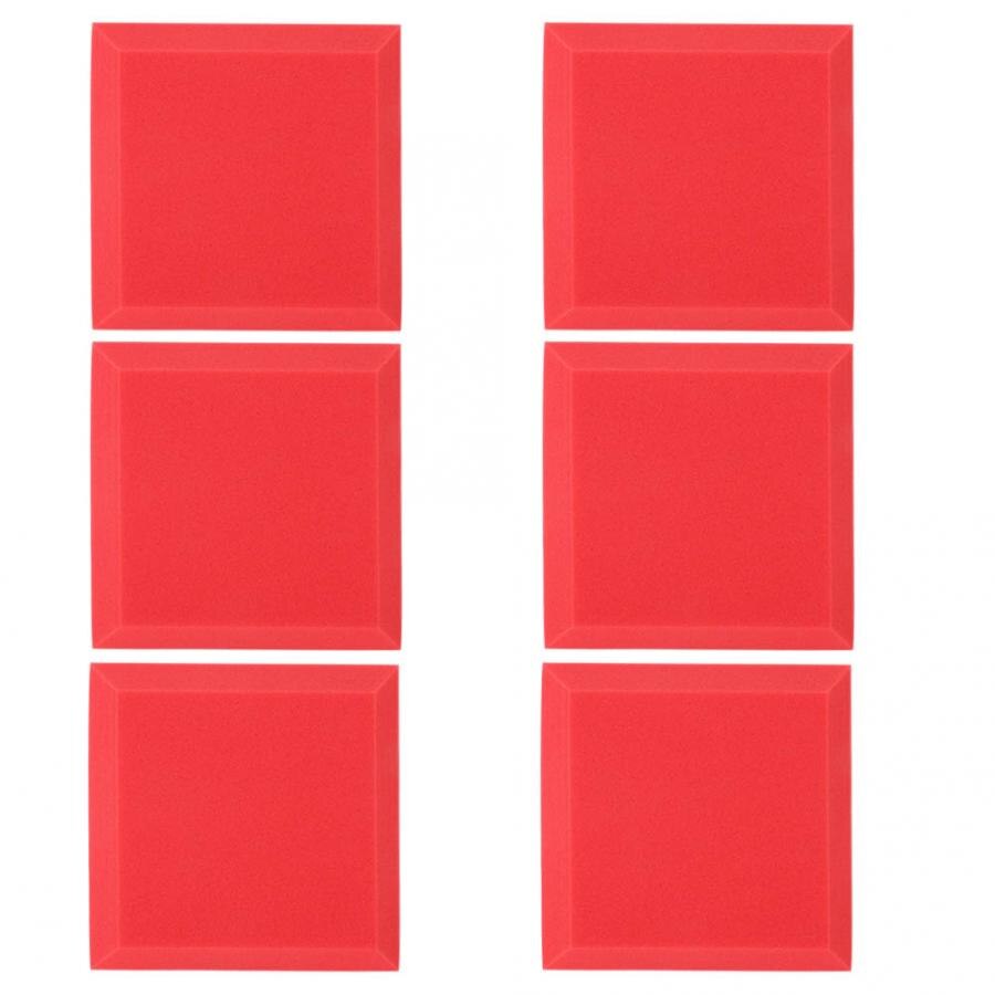 6Pcs 30x30x5cm Soundproofing Foam Block Acoustic Panels Sponge Piano Room Recording Studio Accessory Soundproofing Sponge: Red