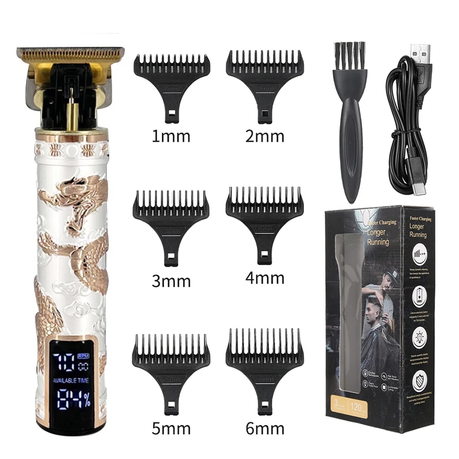 T9 USB elektrische tondeuse voor mannen Haarsnijmachine Oplaadbare man scheerapparaat Trimmer Kapper Technische baardtrimmer: Black