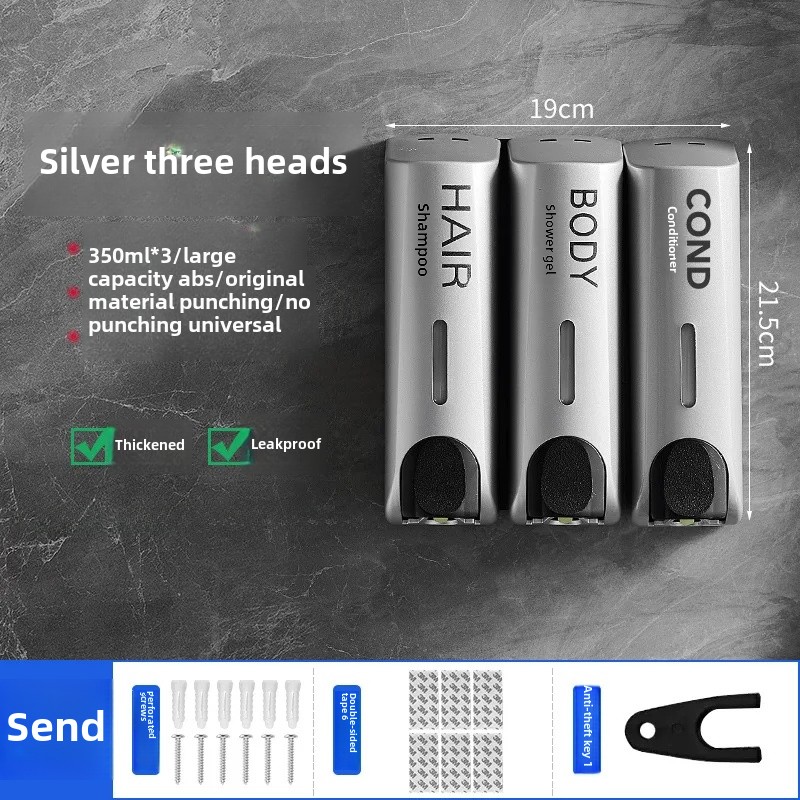 Wall-Mounted Bathroom Soap Dispenser Bottle Press No Punching Hotel Guest House Shampoo Bath Gel Box Home Decor Hardware: Rosa