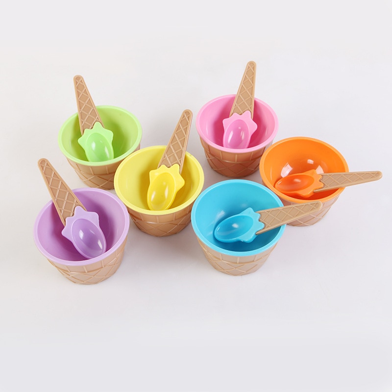 1 Set Ice Cream Bowl Spoon Clear/Fluffy Slime Box Popular Kids Food Play Toys for Children Charms Lizun Clay DIY Kit Accessories