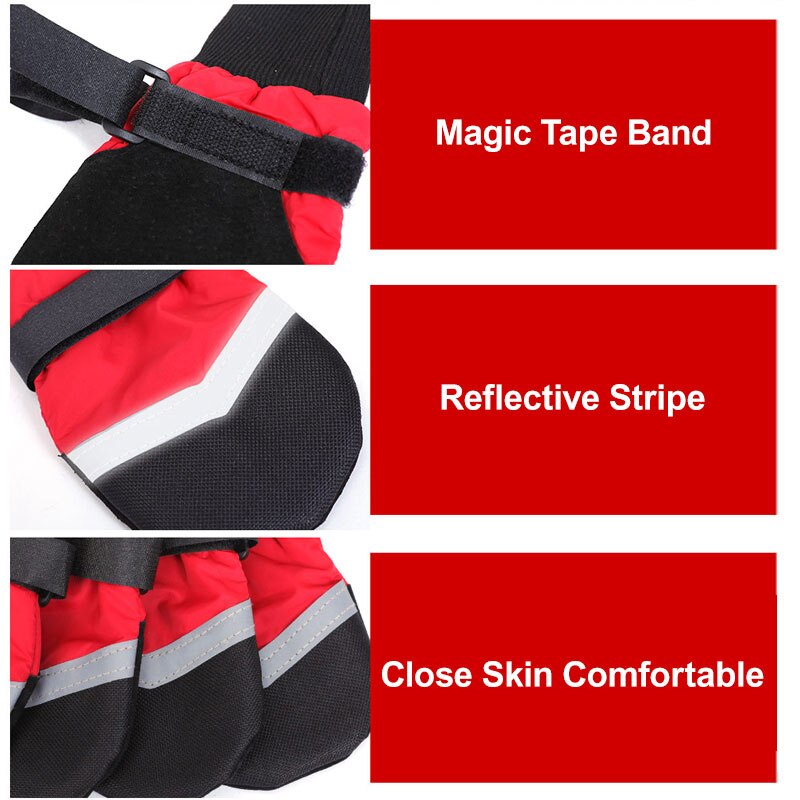 4 Stuks Waterdichte Winter Hond Schoenen Anti-Slip Sneeuw Huisdier Laarzen Poot Protector Warm Reflecterende Voor Medium Grote honden Labrador Husky