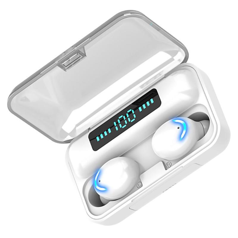 5.0 langattomat bluetooth-kuulokkeet liikelatausnäyttö power bank -kuulokkeet kuulokkeet korvatulppatyyppiset bilateraaliset stereokuulokkeet: Valkoinen