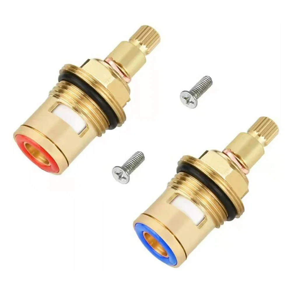 1/2 Stuks Universele Vervanging Kraan Kleppen Messing Keramische Schijf Cartridge Innerlijke Kraan Klep Voor Badkamer Met de klok mee: WHITE