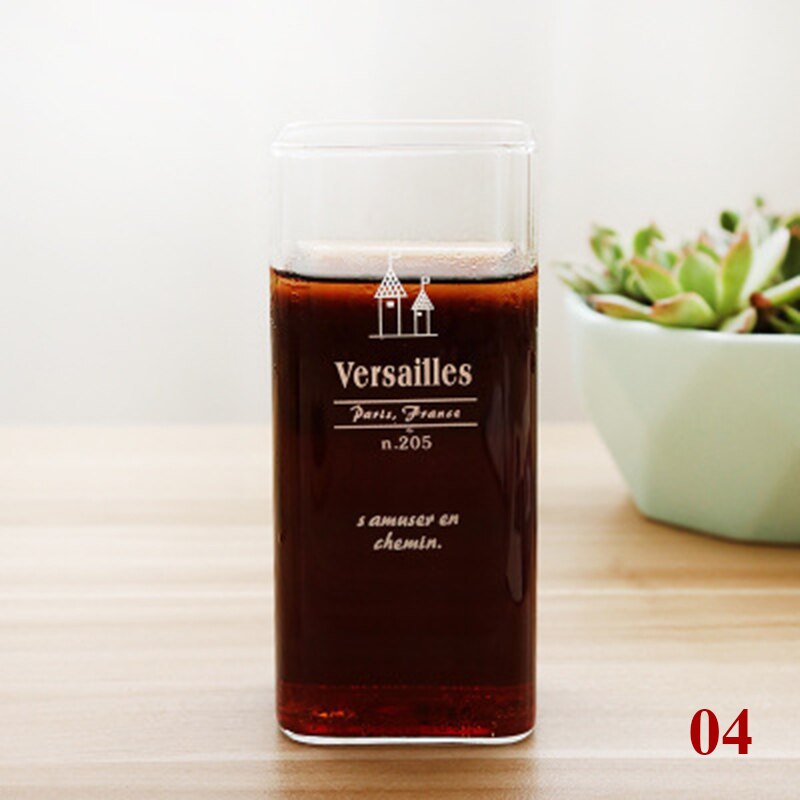 4 Pcs/lot Transparent color water glass office juice drink glass cups GLA-18: 04-4 Pcs