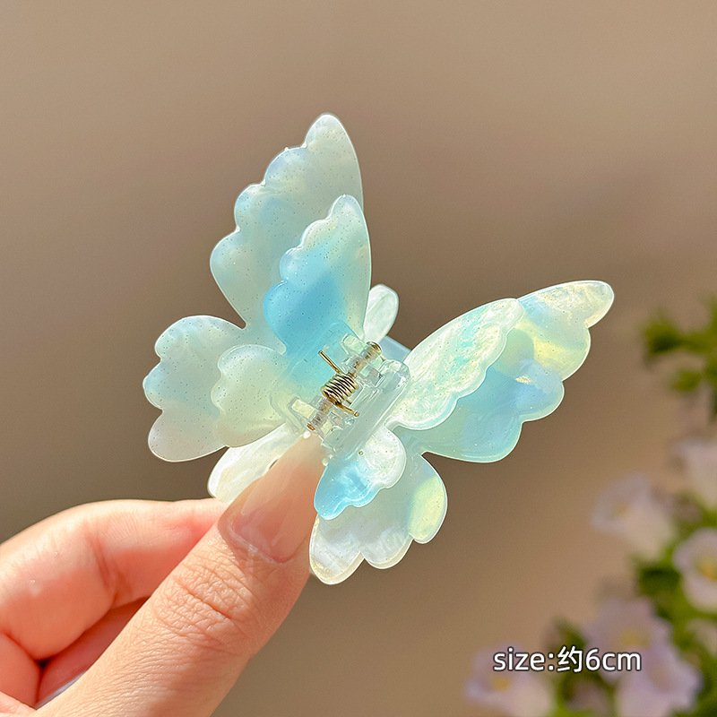 Pince à cheveux papillon changeante de couleur douce, pince à cheveux crabe féerique d'été pour femmes et filles, pince requin, épingle à cheveux, couvre-chef, accessoires pour cheveux: WHITE