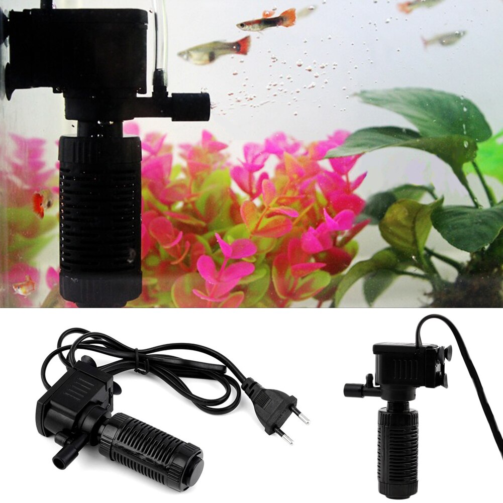 Mini 3 in 1 Aquarium Internal Filter Fish Tank Submersible Pump Spray EU Plug Silent Operation and Long Lasting