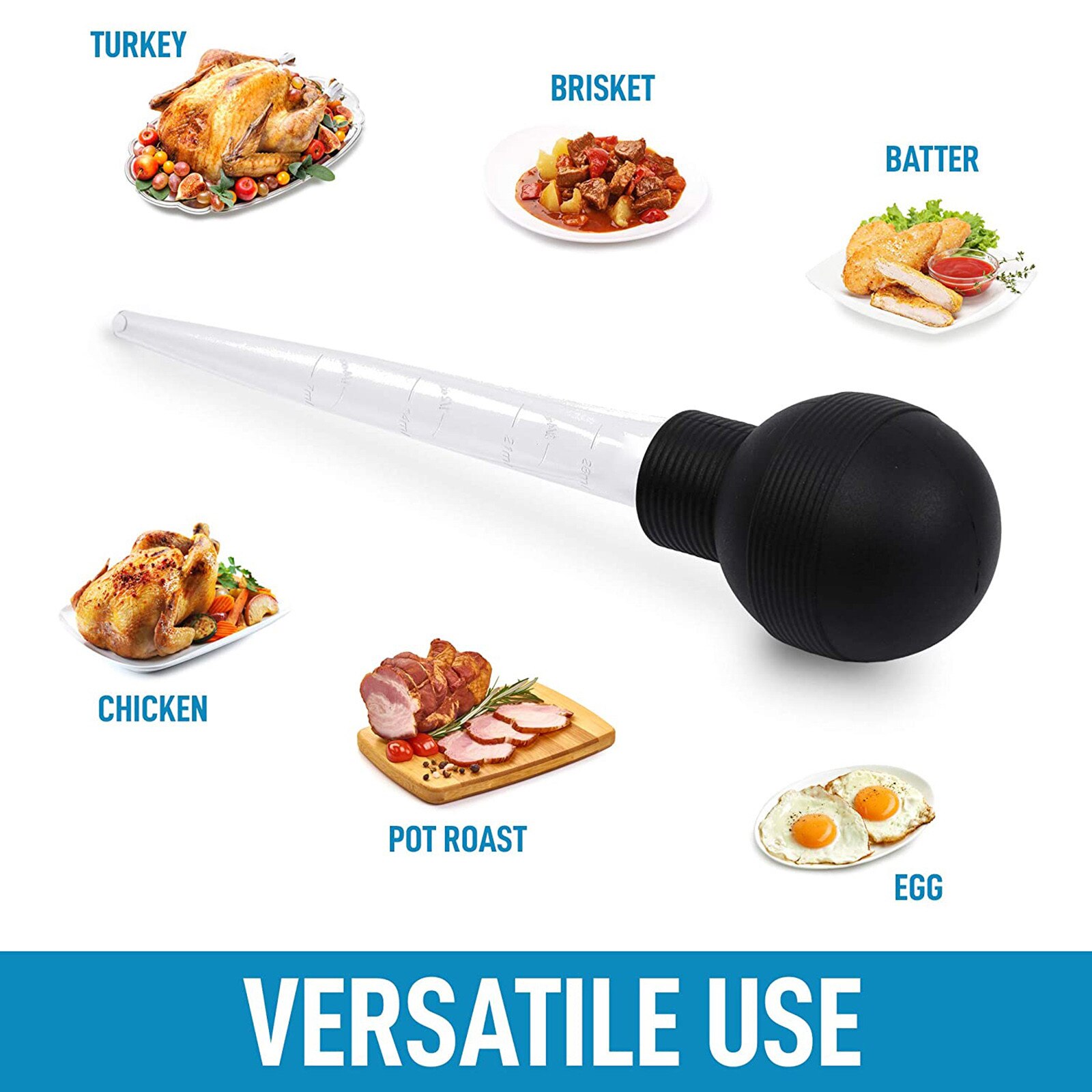 Food Grade Syringe Baster For Cooking Basting With Detachable Round Bulb Turkey Oil Dropper Chicken Barbecue Food