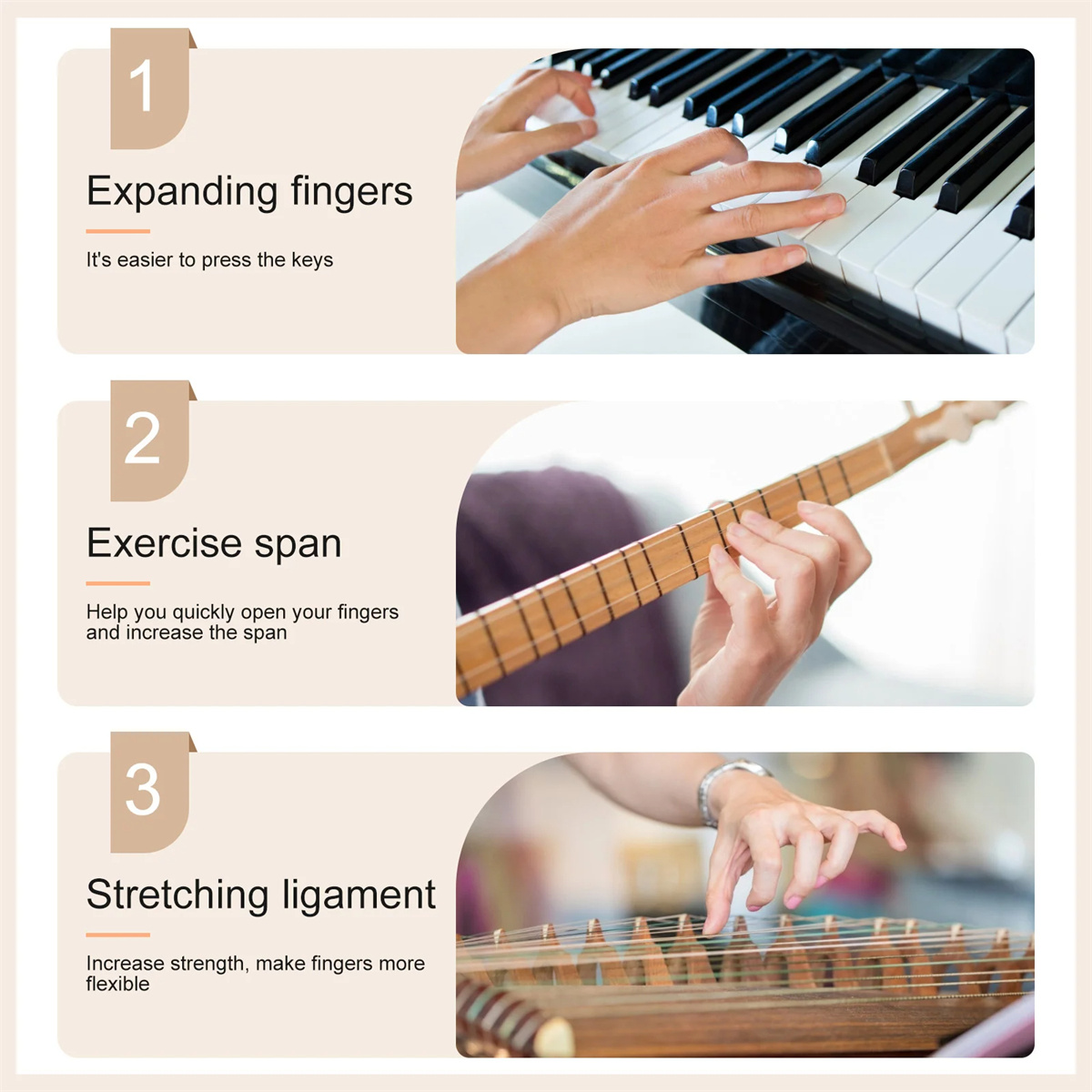 Musikinstrument Finger Expander Gitarre Ausbildung Spanne Trainer Erweiterung Trainer Werkzeug Anfänger Zubehör Hand Trainer