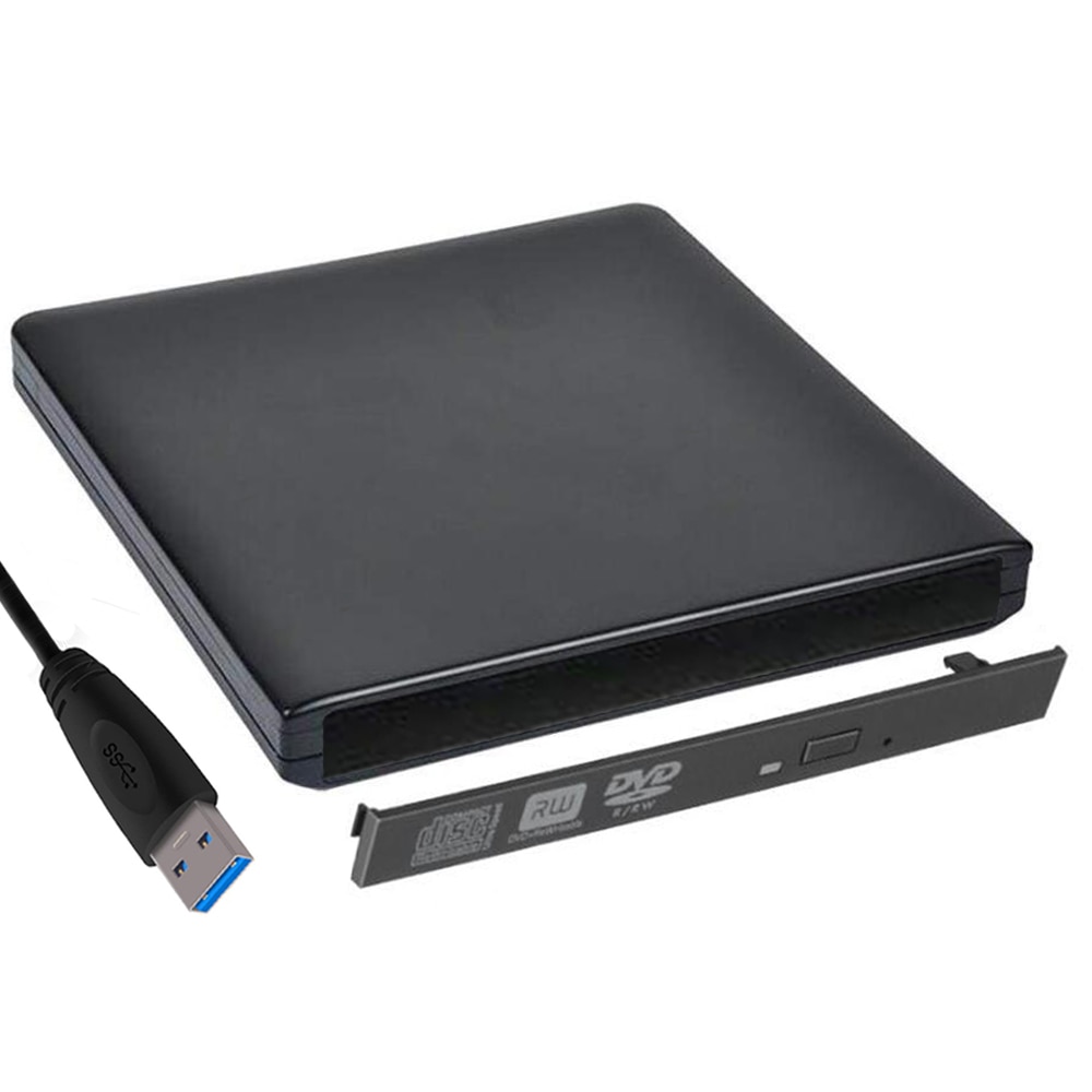 Caja de unidad óptica externa para ordenador portátil y Mac carcasa de Metal negro de 9,5/9,0mm con USB 3,0, caja de unidad SATA CD/DVD Blu-Ray