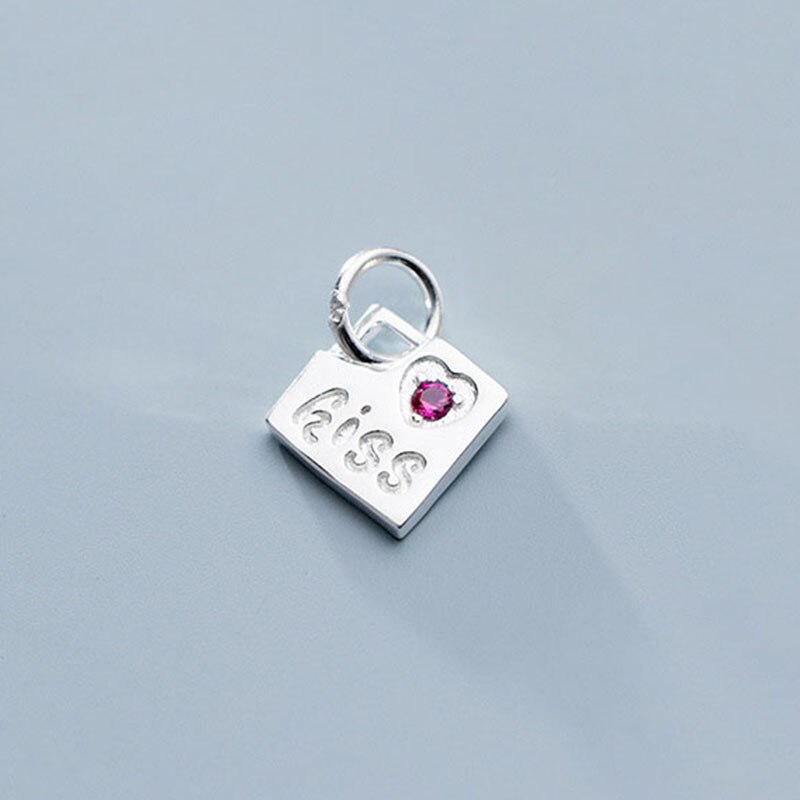 Meetsoft Sekretariat 925 Sterling silber quadratisches schild buchstabe rosa zirkon anhänger diy handgemachter schmuck halskette dekoration accessoire: Ay748s