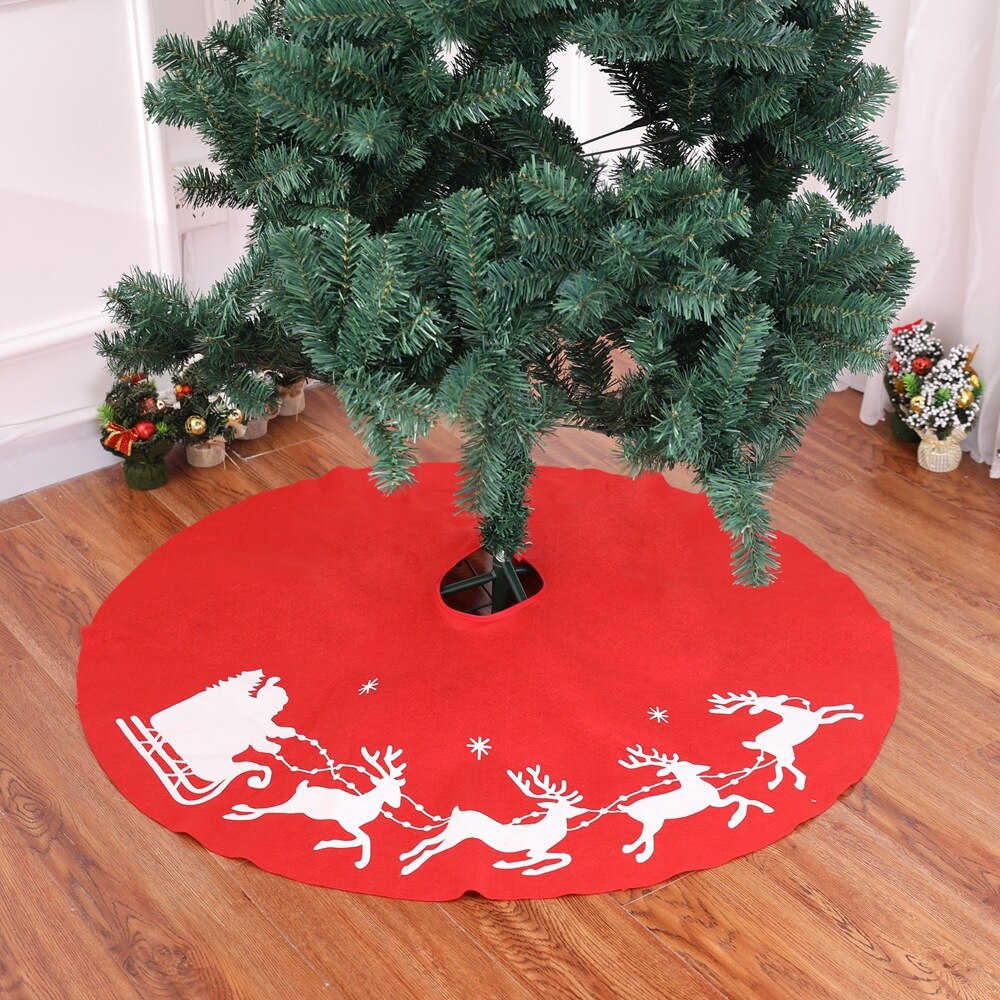 100Cm Rode Non-woven Stoffen Elanden Patroon Kerstboom Rok Kerst-Boom Decoraties Home Decor